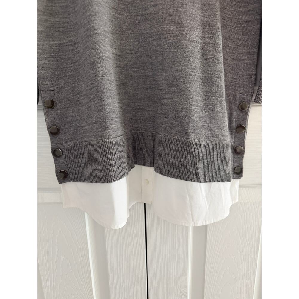Veronica Beard Soval Merino Wool Mixed Media Sweater Dress Gray Minimalist Chic - Picture 7 of 9